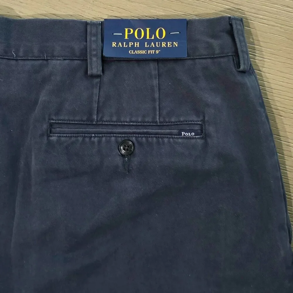 New Polo Ralph Lauren Shorts Men's 40 Classic Fit Navy Blue 100% Cotton Chino